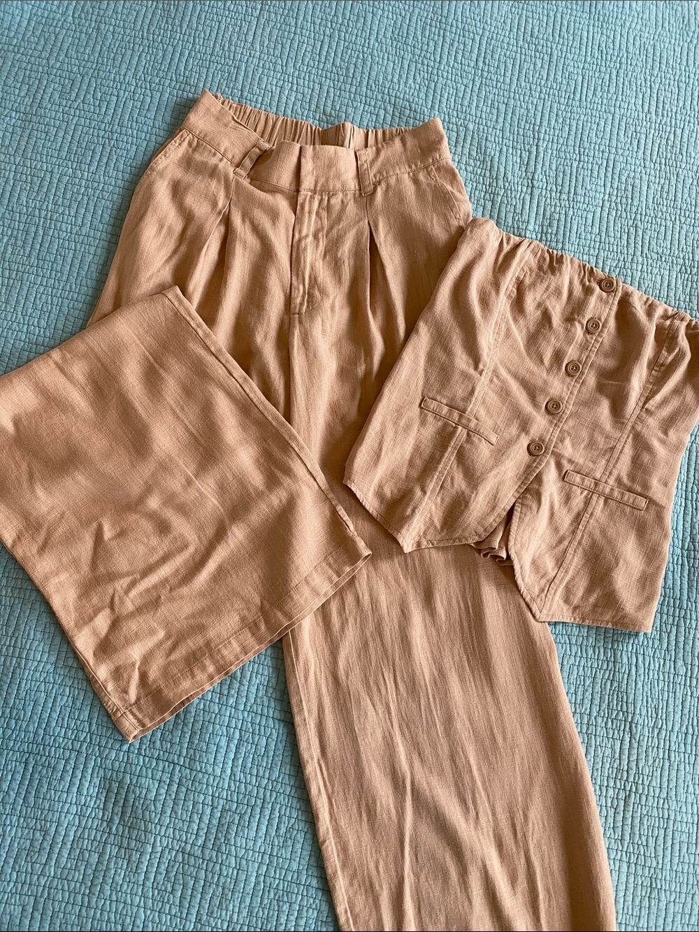 wild fable Wide-Leg High-Rise Pants & top in Light Brown